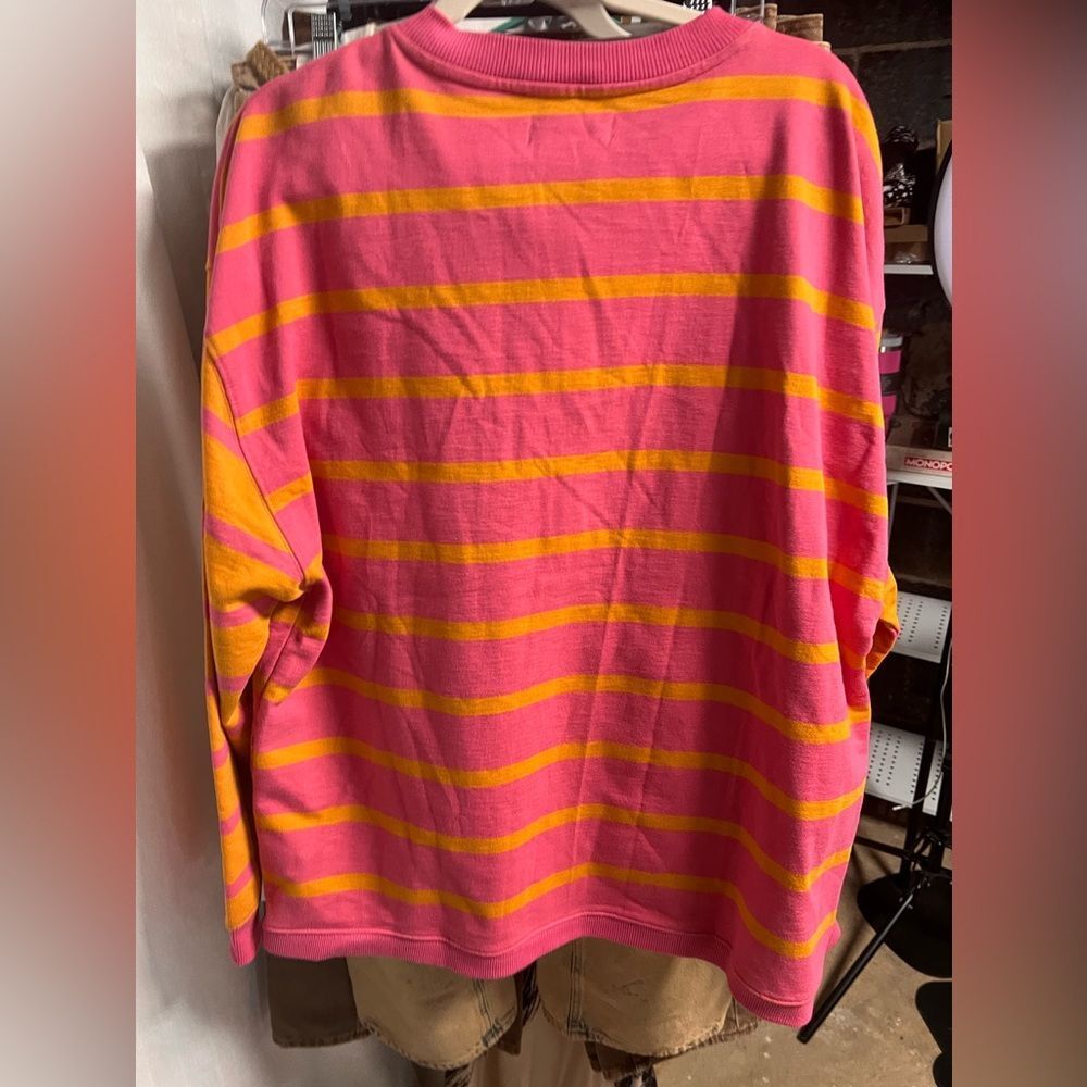 Free People We the Free Classic Striped Cardigan in Orange Combo NWOT - Picture 5 of 9